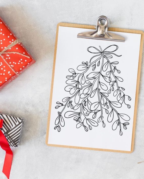 mistletoe Christmas coloring page preview