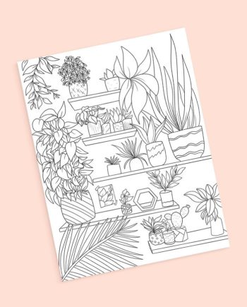 plants shelf coloring preview